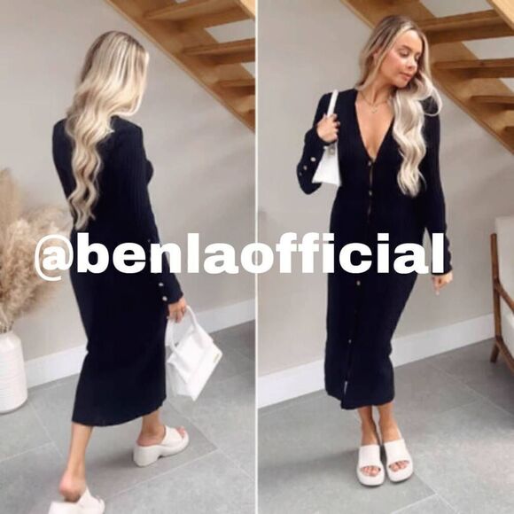 THICK FABRIC ZARA SOFT GOLD BUTTON RIBBED KNIT DRESS - Picture 3 of 8